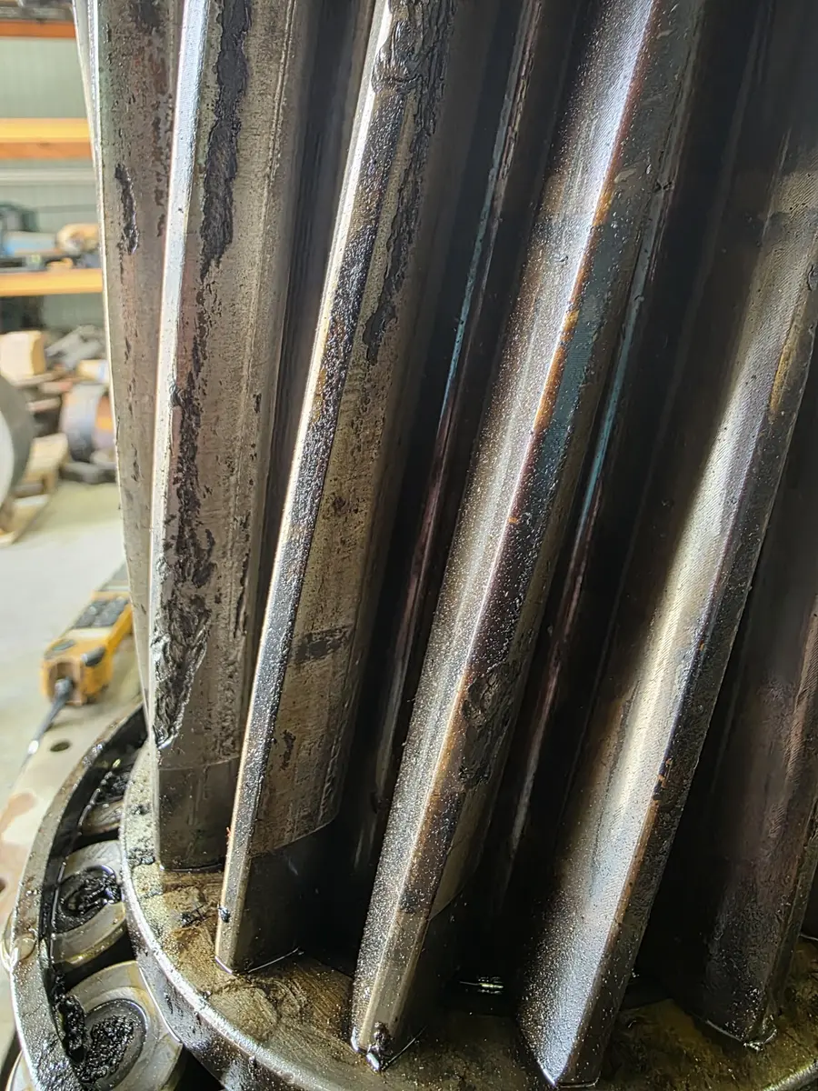 A — Worn gear close-up